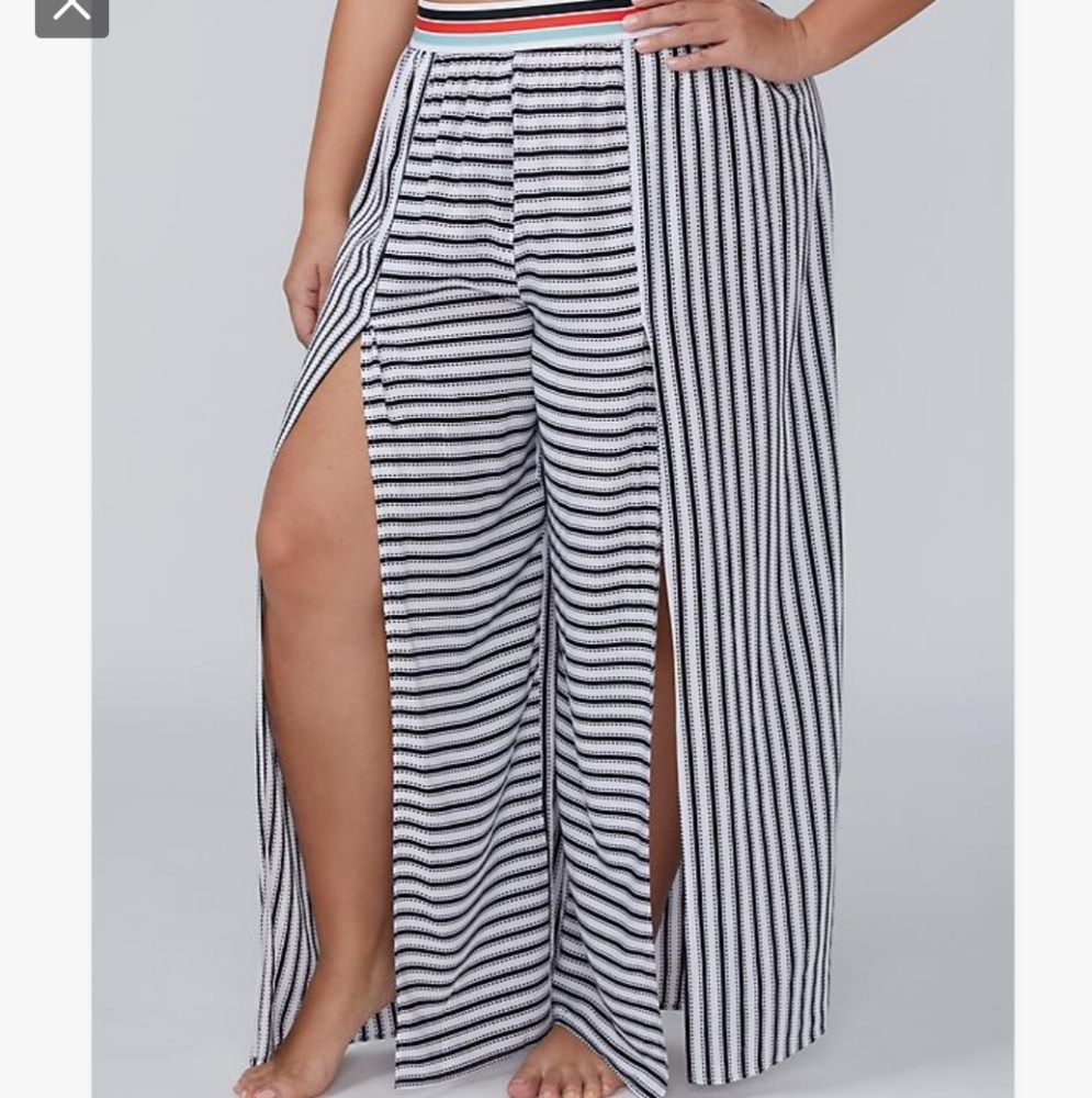 Cacique Plus Stripe Swim Cover-Up Pants